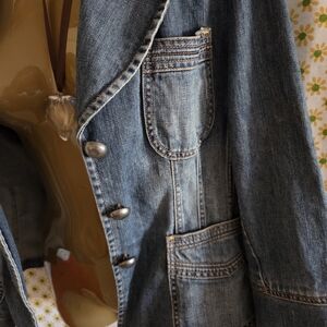 Banana Republic Blue Denim Jacket with Silver Buttons